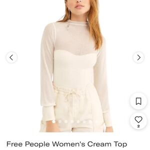 NWT Free People Cream Long Sleeve Top